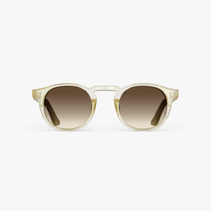Crystal Champagne / Brown Gradient Lens | Front view of Atrium Sunglasses in Crystal Champagne with Brown Gradient Lens