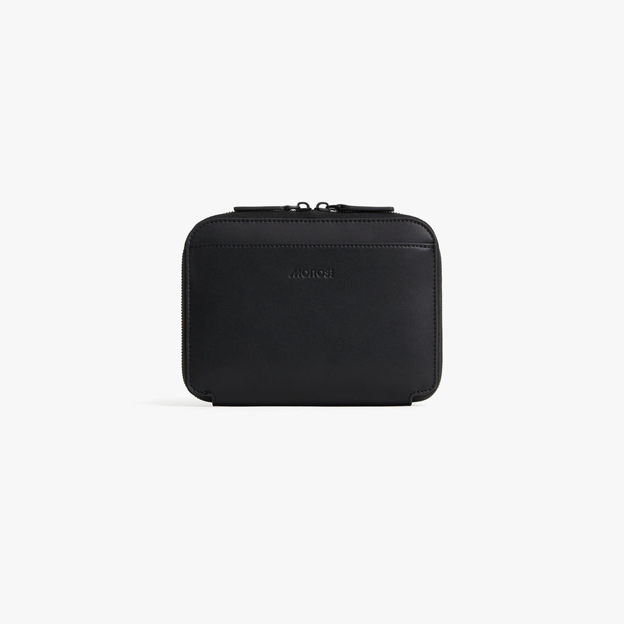 Carbon Black (Vegan Leather) | Front view of Metro Belt Bag in Carbon Black