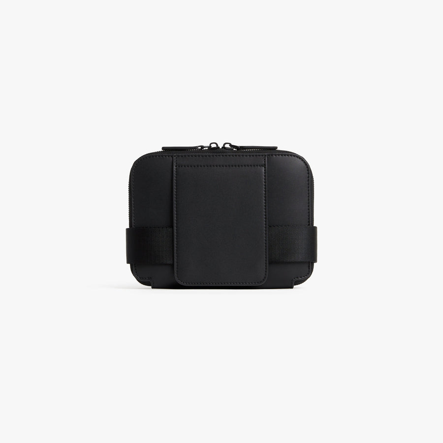 Carbon Black (Vegan Leather) | Back view of Metro Belt Bag in Carbon Black