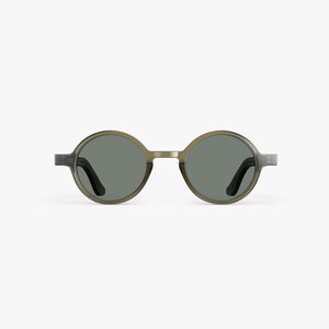 Crystal Sencha / Grey Green Lens | Front view of Cairn Sunglasses in Crystal Sencha with Grey Green Lens