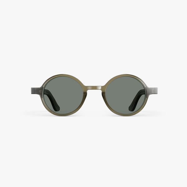 Crystal Sencha / Grey Green Lens | Front view of Cairn Sunglasses in Crystal Sencha with Grey Green Lens