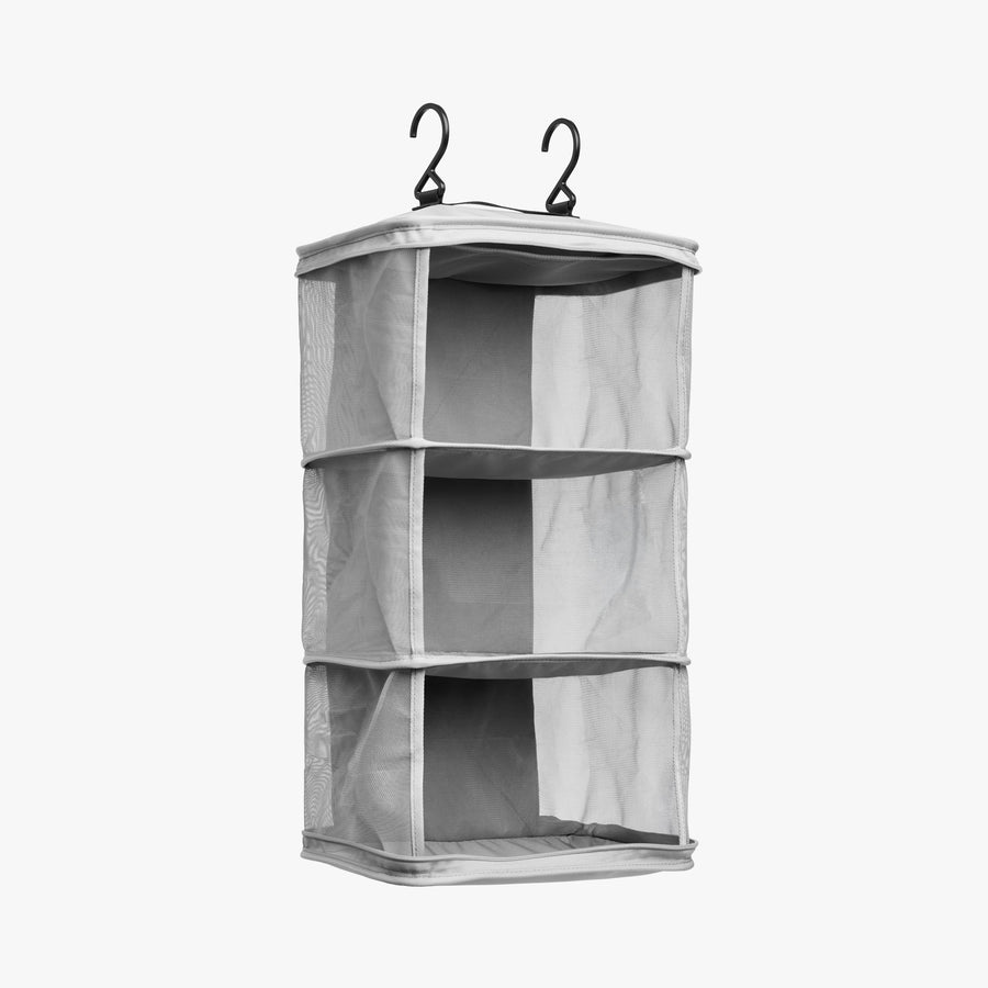Grey | Side view empty of Metro Hanging Toiletry Case in Grey