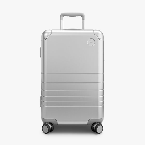 Aspen Silver | Front view of Aluminum Carry-On Plus in Aspen Silver