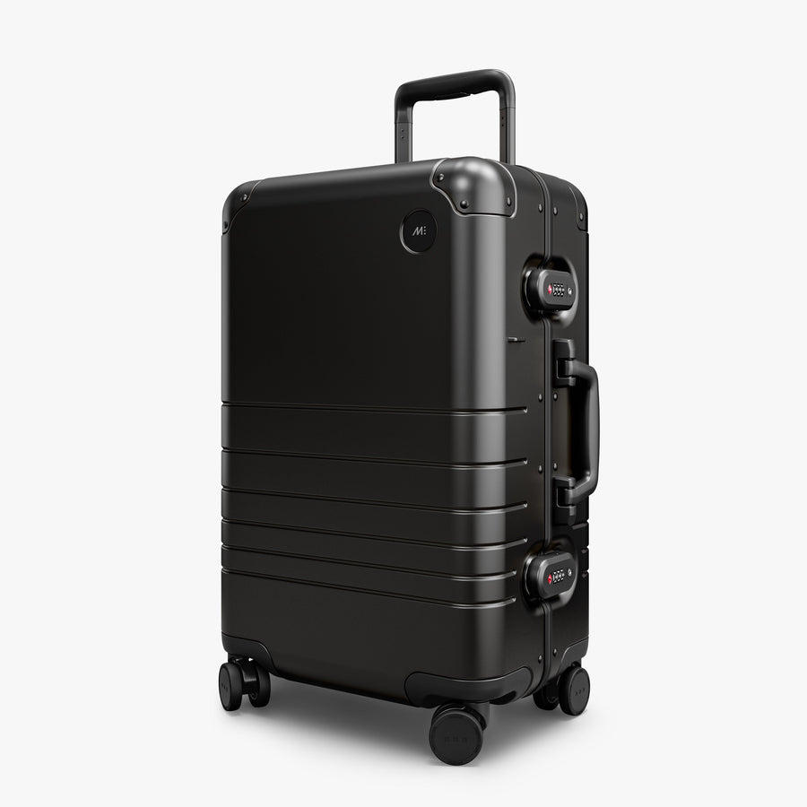 Caviar Black | Angled view of Aluminum Carry-On Plus in Caviar Black