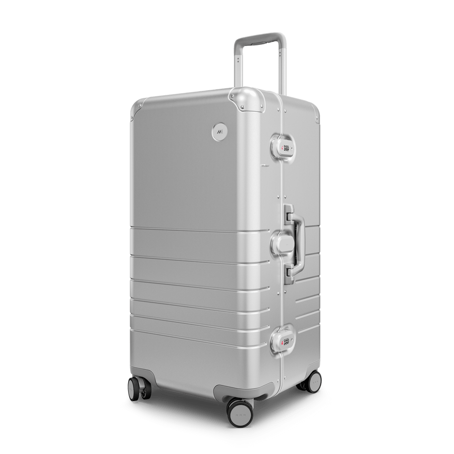 Aspen Silver Hover | Angle view of Aluminum Trunk in Aspen Silver