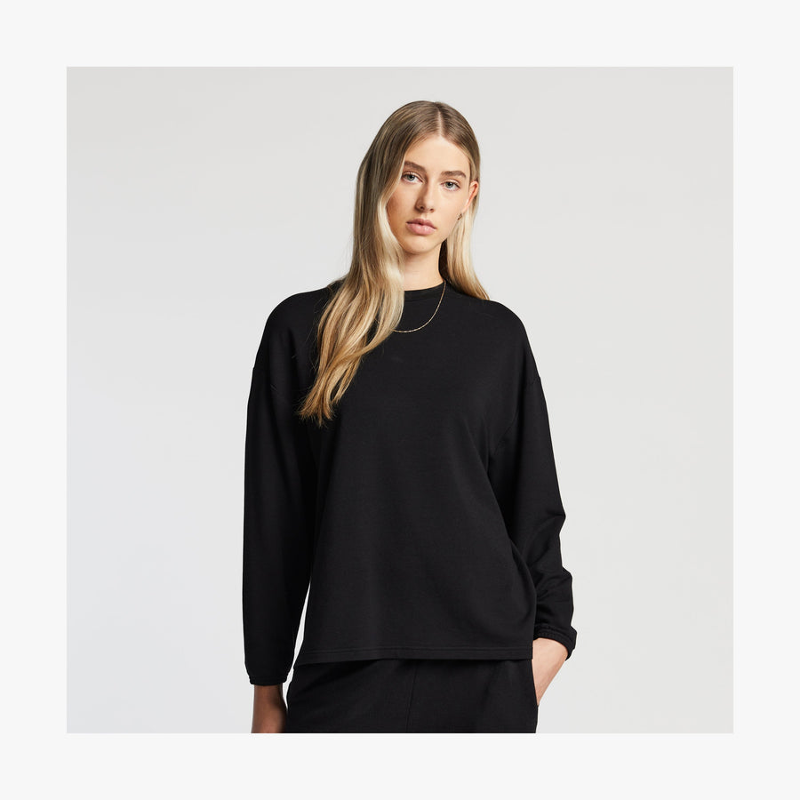 Black | Front view of women in Kyoto Long Sleeve in Black