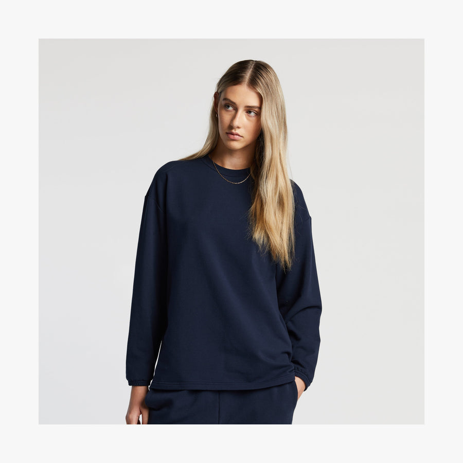 Navy | Front view of female in Kyoto Long Sleeve in Navy