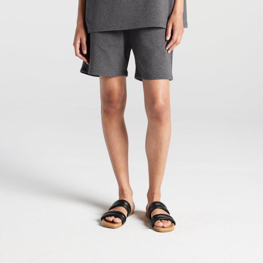 Heather Charcoal Cart | Front view of man in Kyoto Shorts in Heather Charcoal