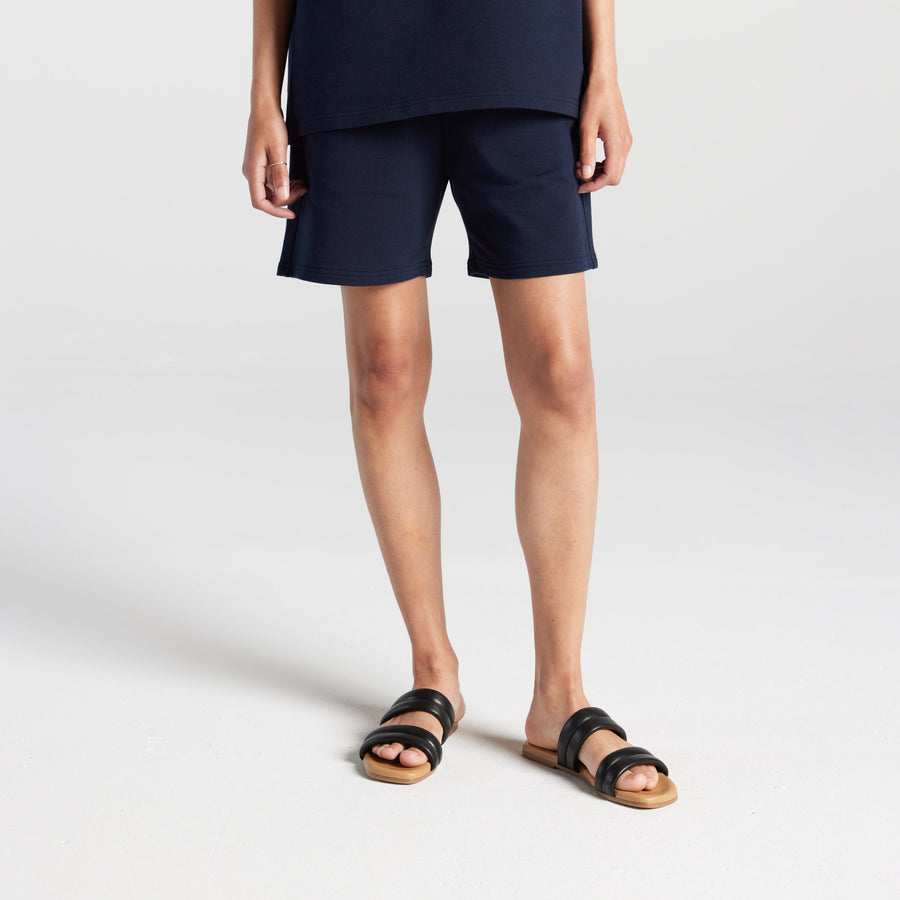 Navy Cart | Front view of woman in Kyoto Shorts in Navy