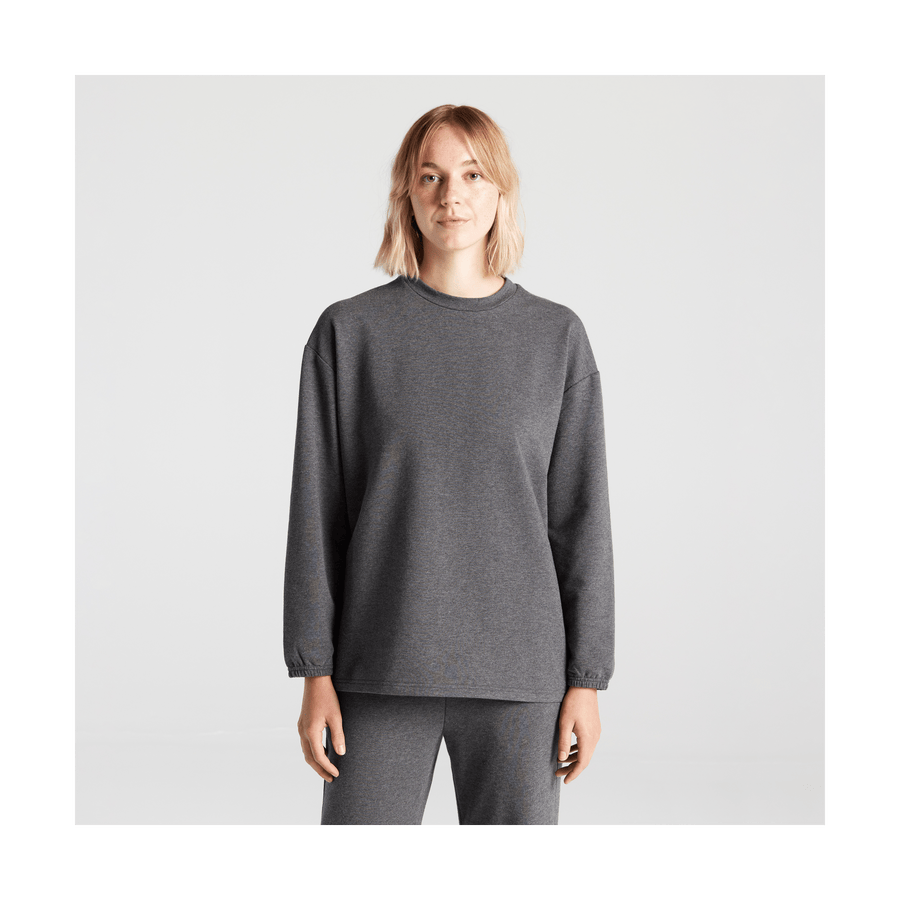 Heather Charcoal Scaled | Front view of Kyoto Long Sleeve in Heather Charcoal