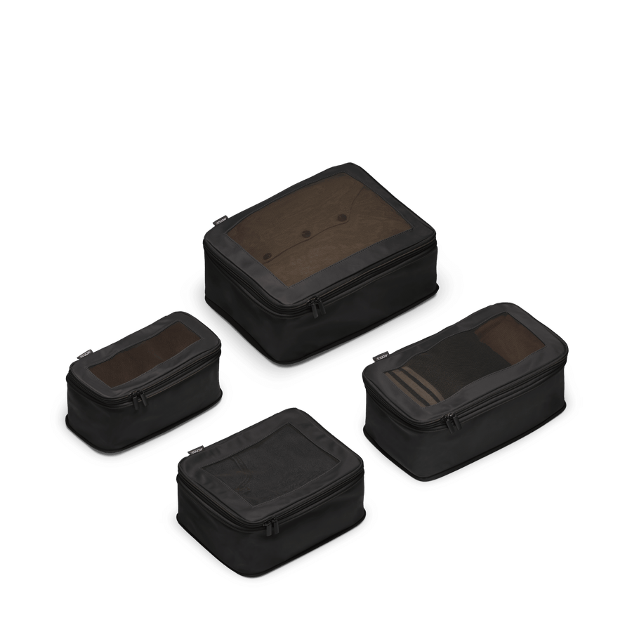 Set of Four / Black Scaled | This is a photo of a set of four compressible packing cubes in black