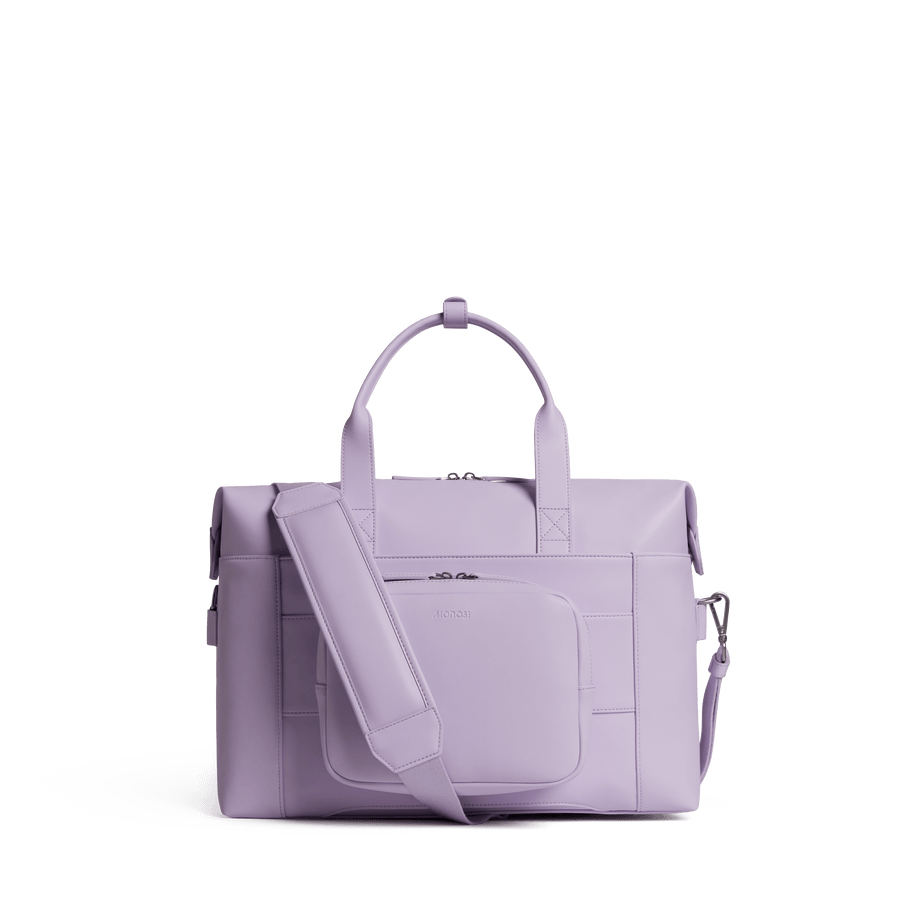Purple Icing (Vegan Leather) Scaled | Back view of Metro Duffel in Purple Icing