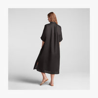 Full body back view of Algarve Shirt Dress in Black (thumbnail)