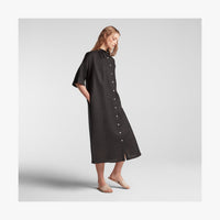 Full body side view of Algarve Shirt Dress in Black (thumbnail)