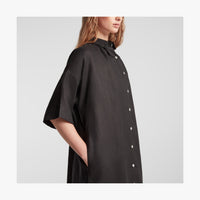 Shoulder view of Algarve Shirt Dress in Black (thumbnail)