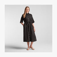 Full body front view of Algarve Shirt Dress in Black (thumbnail)