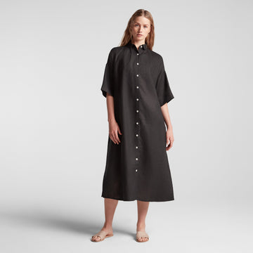 Front view of Algarve Shirt Dress in Black