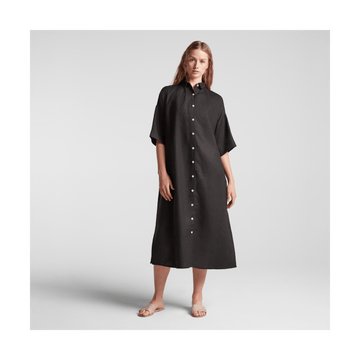 Front view of Algarve Shirt Dress in Black
