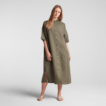 Front view of Algarve Shirt Dress in Dune Grass