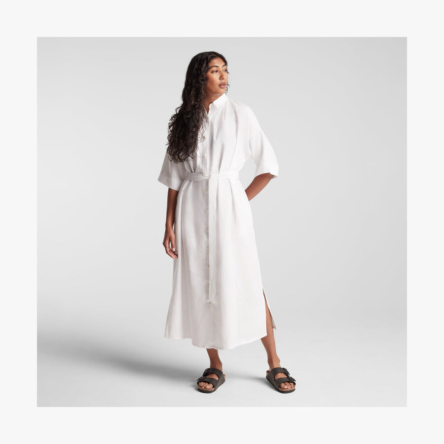 White | Front view of Algarve Shirt Dress in White