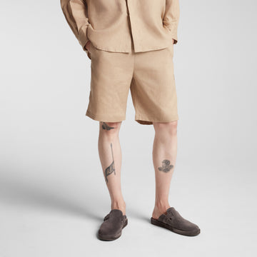 Front view of Algarve Shorts in Cliff Stone