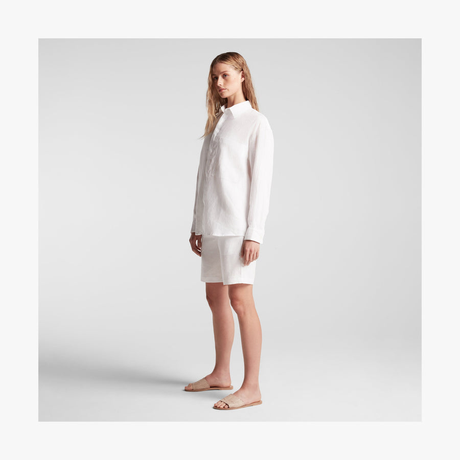 White | Full body side view of Algarve Shorts in White