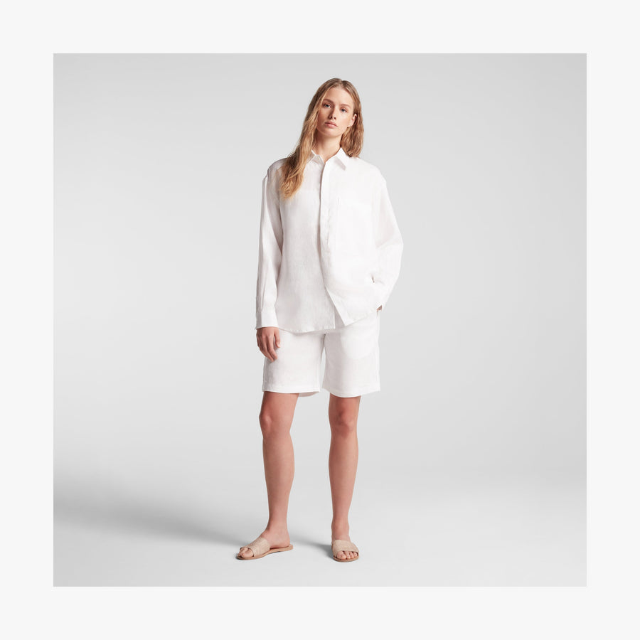 White | Full body front view of Algarve Shorts in White