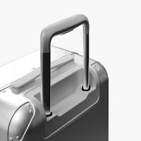 Extended luggage handle view of Hybrid Carry-On in Silver (thumbnail)