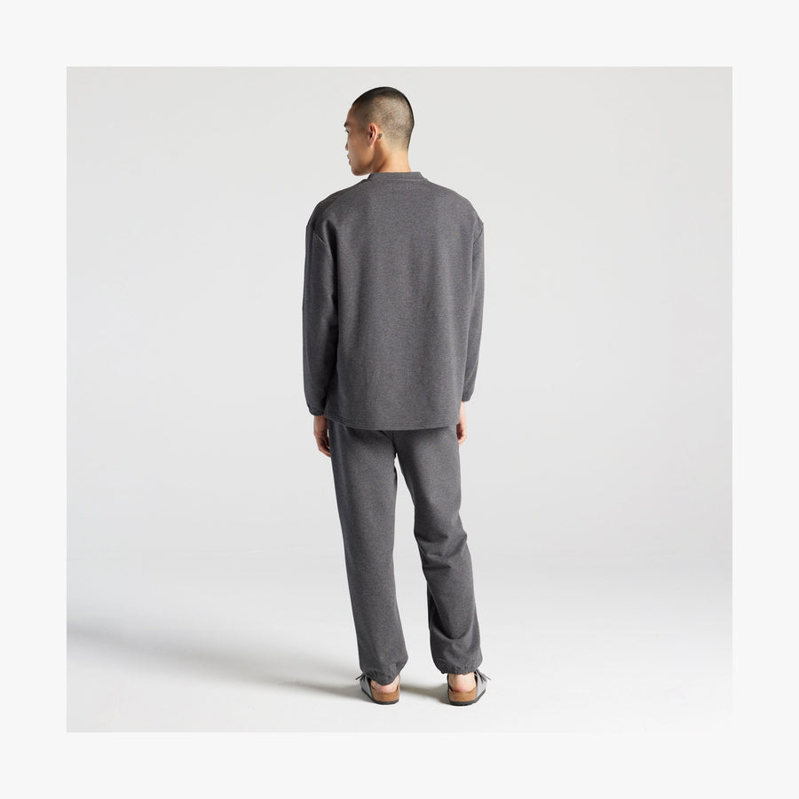 Heather Charcoal | Back full body view of male in Kyoto Long Sleeve in Heather Charcoal