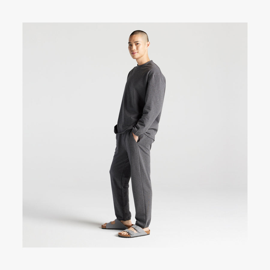 Heather Charcoal | Full body angled view of male in Kyoto Pants in Heather Charcoal