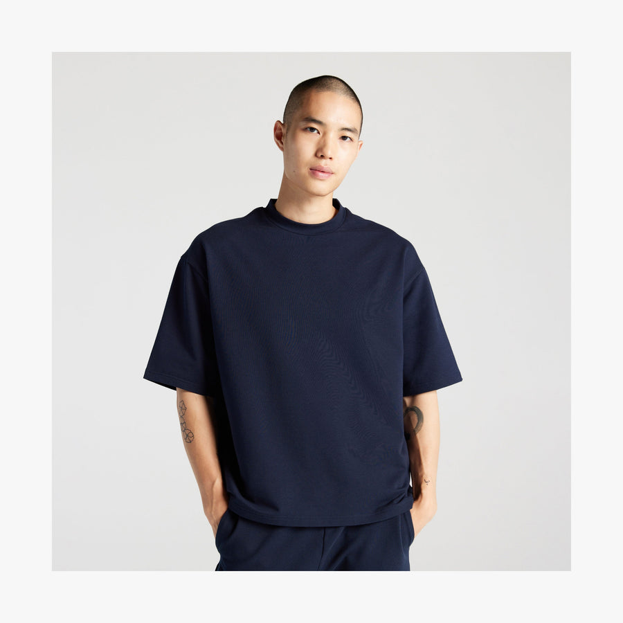 Navy | Front view of man in Kyoto Short Sleeve in Navy