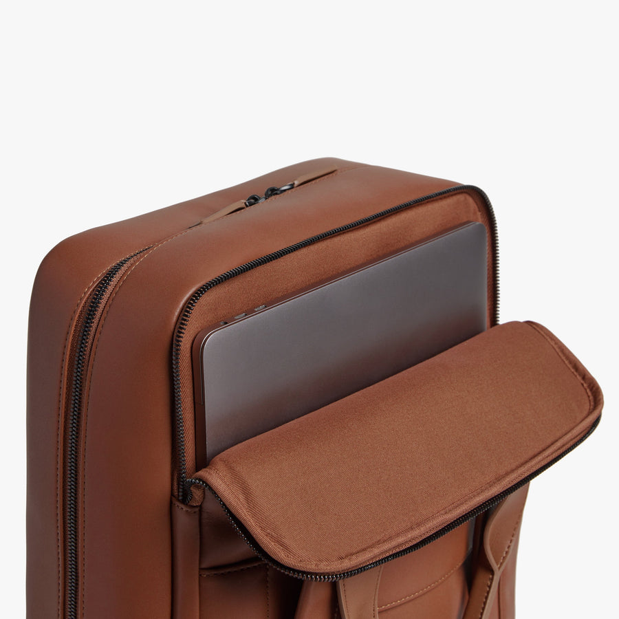 Mahogany (Vegan Leather) | View padded laptop sleeves on Metro Backpack Mahogany