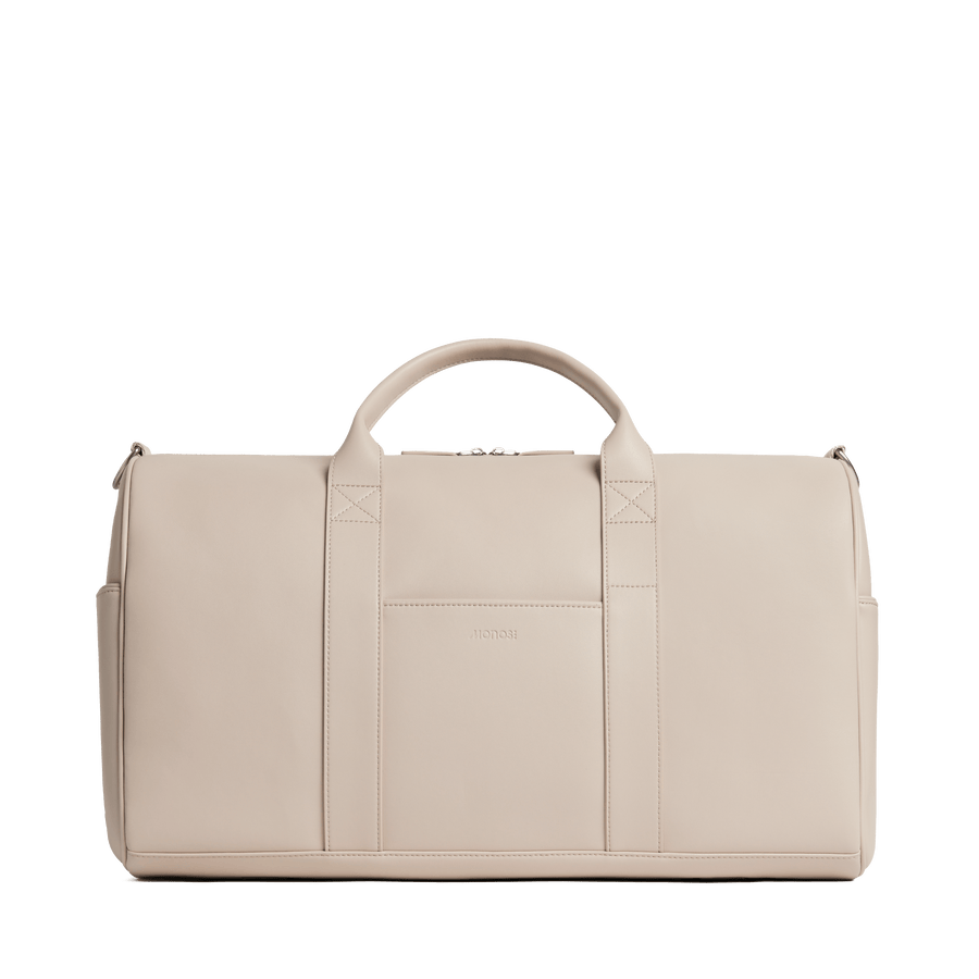 Ivory (Vegan Leather) Scaled | Front view of Metro Carry-All Duffel  Ivory