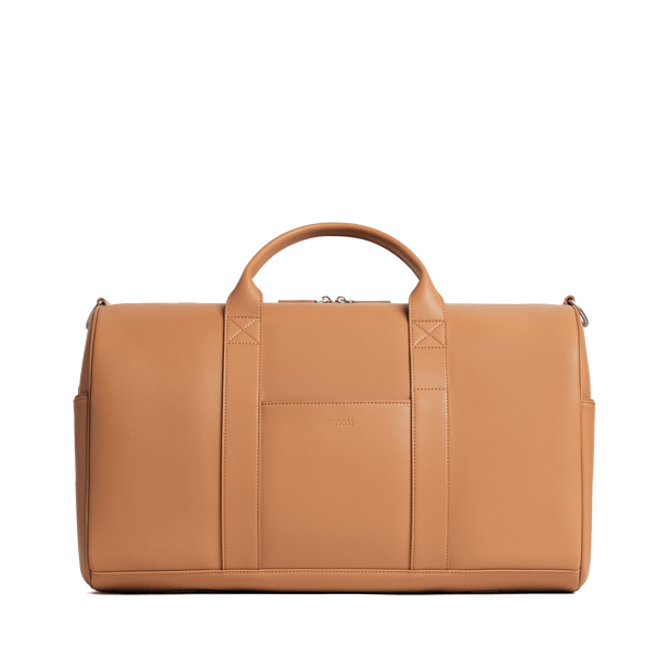 Saddle Tan (Vegan Leather) Scaled | Front view of Metro Carry-All Duffel  Saddle Tan