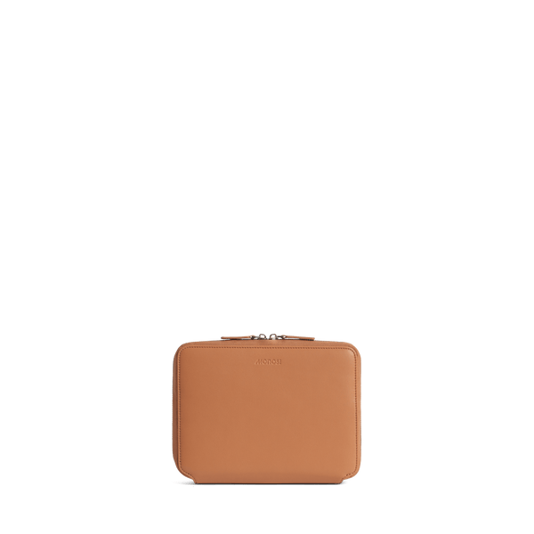 Saddle Tan (Vegan Leather) Scaled | Front view of Metro Folio Kit in Saddle Tan