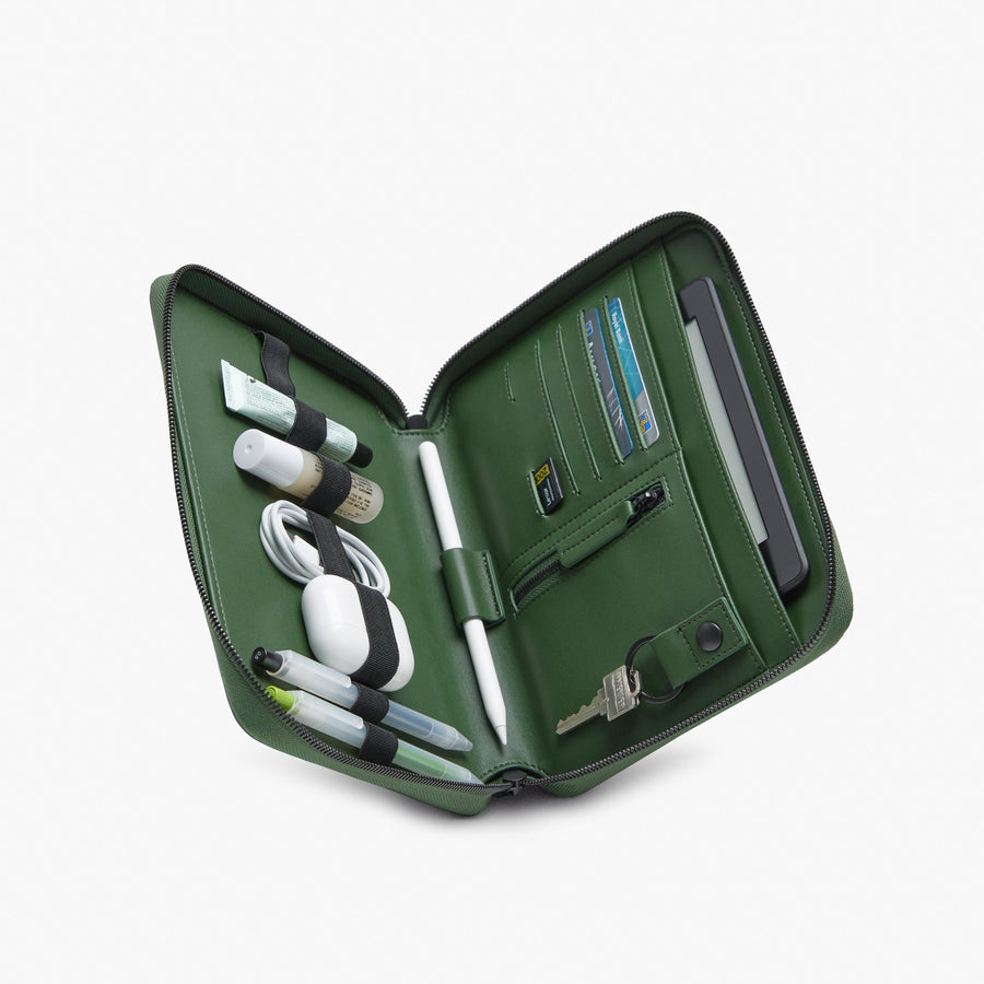 Juniper Green (Vegan Leather) | Inside Angle view of Metro Folio Kit in Juniper Green