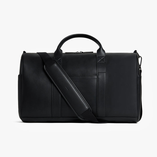 Carbon Black (Vegan Leather) | Front view of Metro Carry-All Duffel Carbon Black