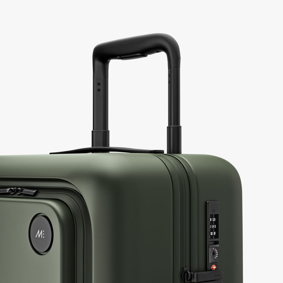 Olive Green | Luggage handle view of Carry-On Pro Plus in Olive Green