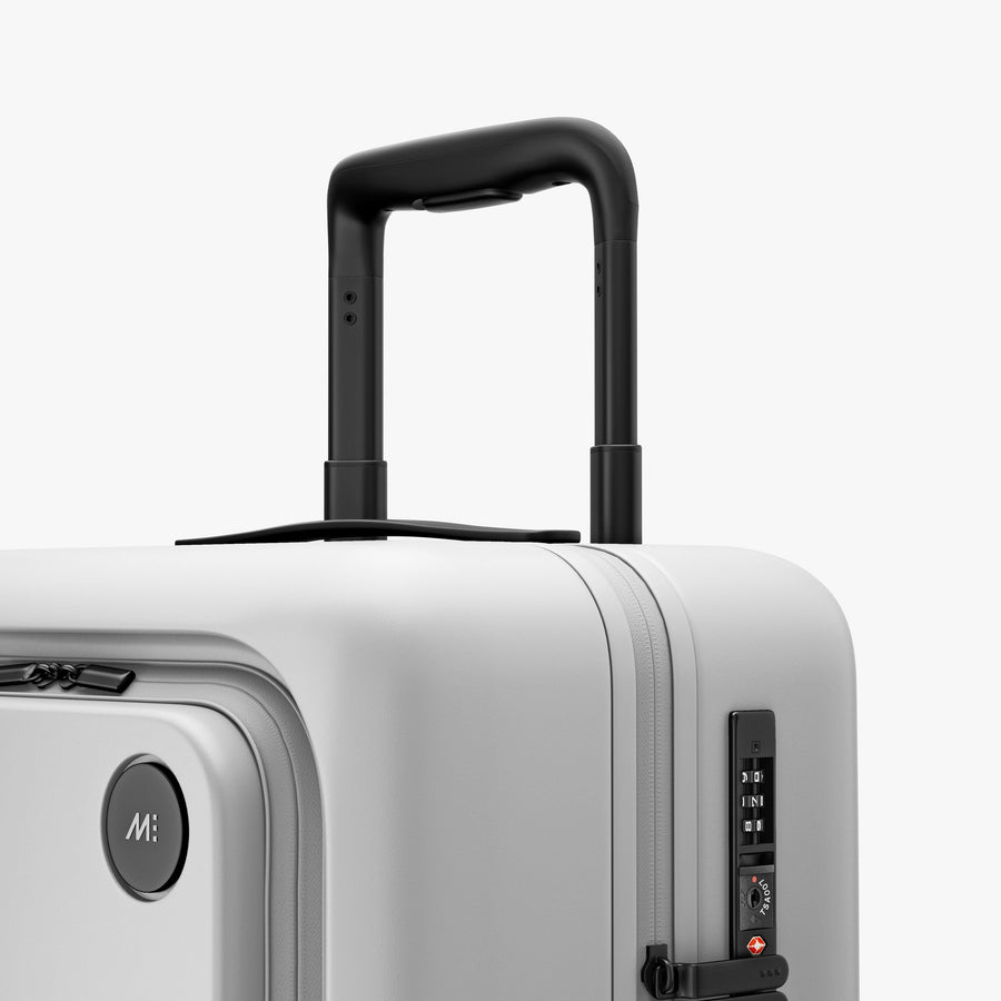 Stellar White | Luggage handle view of Carry-On Pro Plus in Stellar White