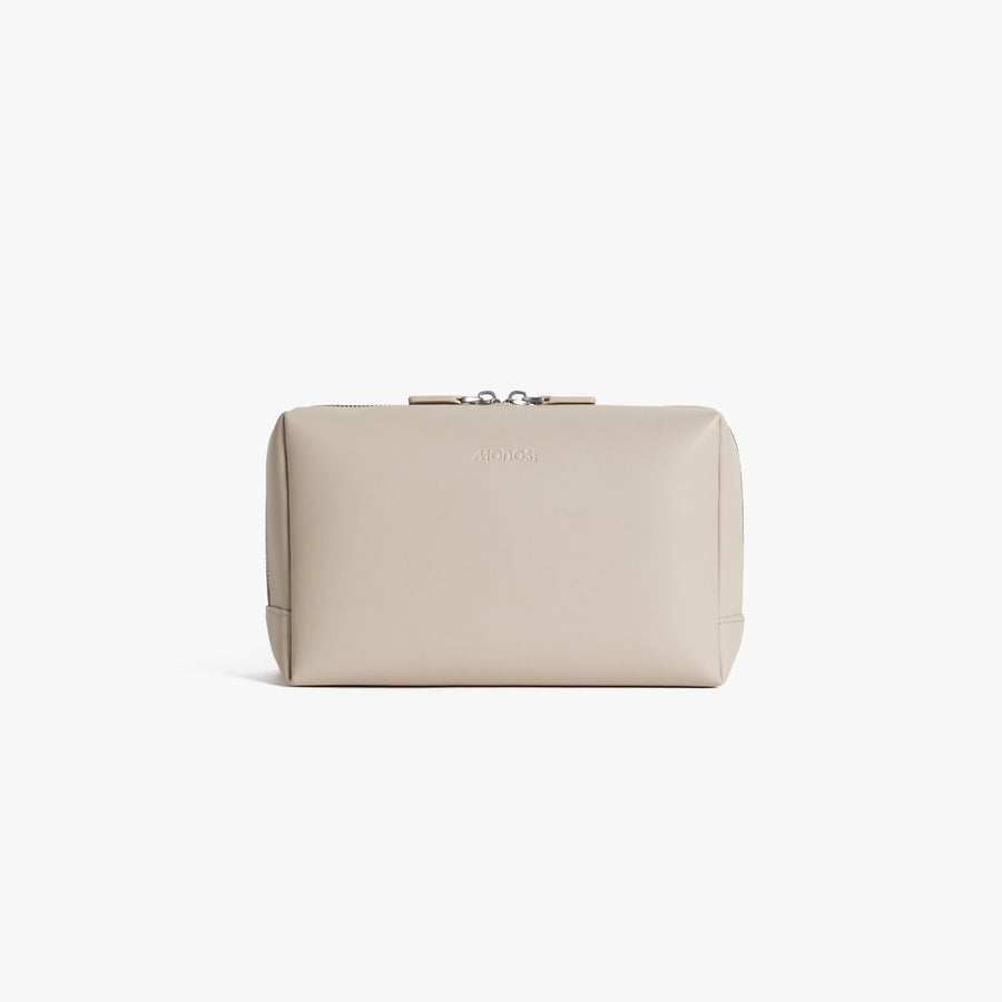 Large / Ivory (Vegan Leather) Cart | Front view of Metro Toiletry Case Large in Ivory