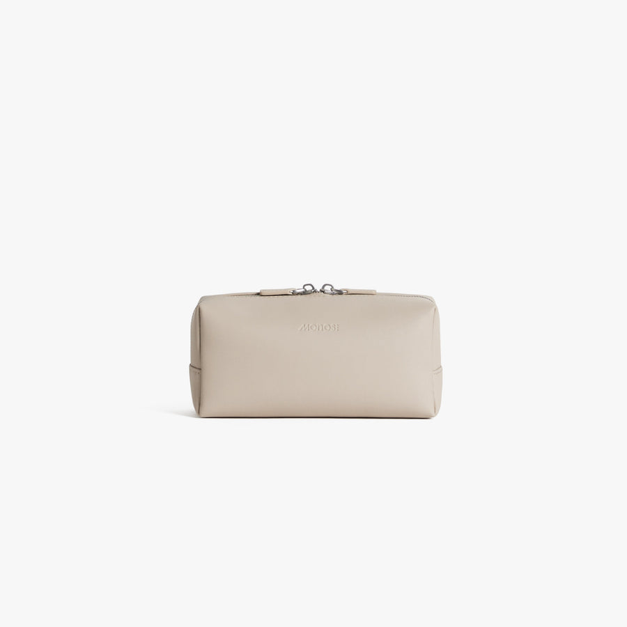 Small / Ivory (Vegan Leather) | Front view of Metro Toiletry Case Small in Ivory
