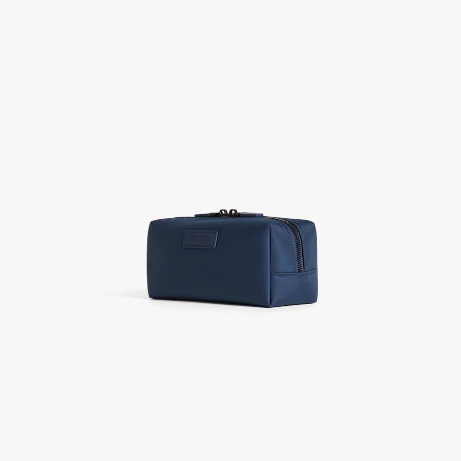 Small / Oxford Blue | Angled view of Metro Toiletry Case Small in Oxford Blue
